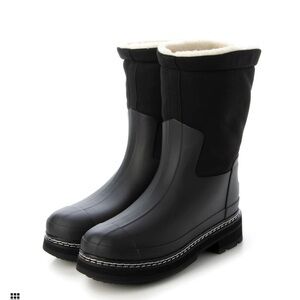 NWT Hunter Footwear Women's Refined Short Stitch Sherpa Rain Boot Black size 7